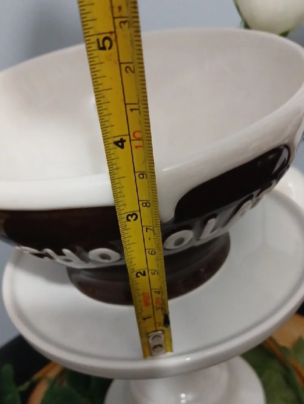 Pottery Barn Chocolate Ceramic Dessert Bowl Brown & White Drip
